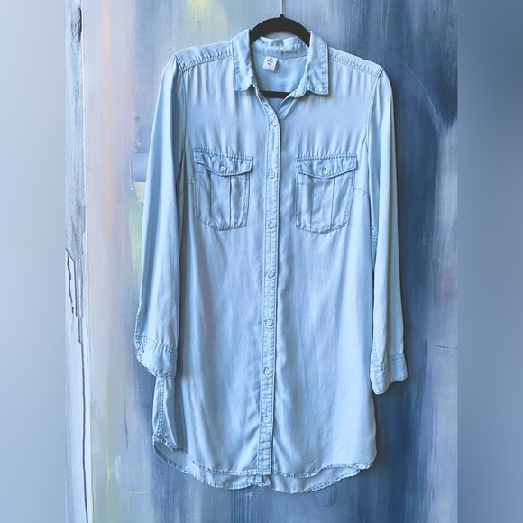 EUC H&M & Denim Light Blue Button-Down Shirt Dress XS - S - Picture 1 of 8
